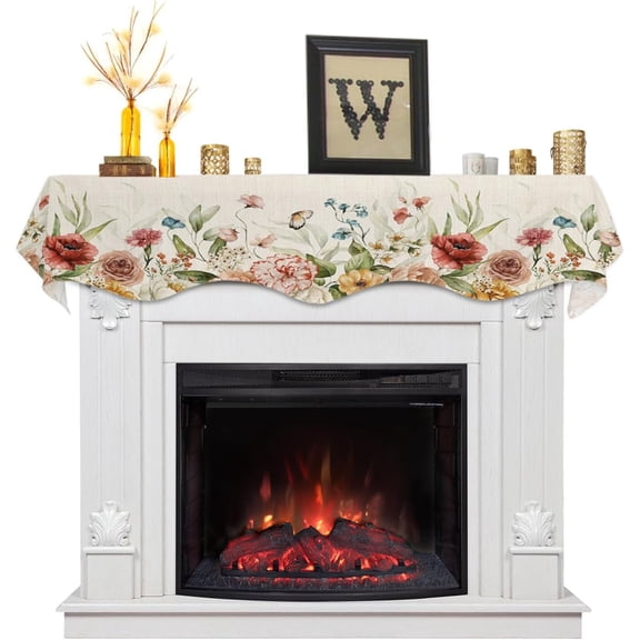 Fireplace Mantle Scarf 78 x 17 Inch Christmas Fireplace Mantel Scarf Mantel Cover Runner for Home Living Room Indoor Holiday Party Decor