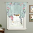 thumbnail image 2 of Easter Bunny Gnomes Balloon Curtains for Bedroom/Front Door/Bathroom, Spring Easter Eggs Floral Teal Wood Tie Up Curtains 63 Inch Length Light Filtering Kitchen Curtains Shades for Windows 46"x63", 2 of 8
