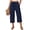 ARS44-Dark Blue, variant on VV AVEORS Capri Pants For Women Wide Leg Summer Capris Pant Palazzo Loose Fit Casual Flowy Cotton Linen Trousers With Pockets Trendy Gray L