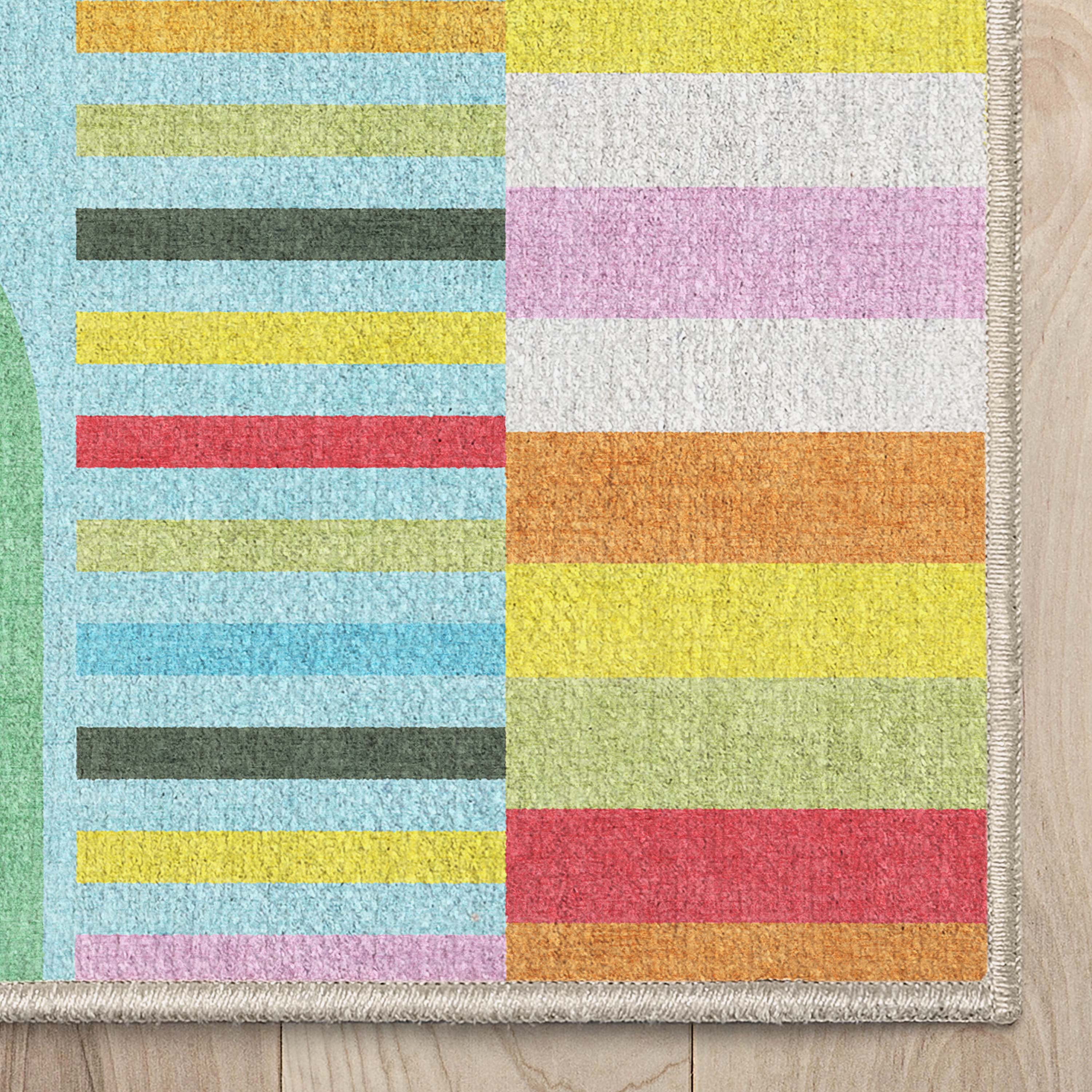 Well Woven Crayola Parade Multi Color 3'3" x 5' Area Rug Easy to Clean - Kid & Pet Friendly Rug Perfect for Playroom Living Room Bedroom