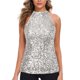 thumbnail image 1 of Top halter con lentejuelas para mujer - Blusa corta sin mangas brillante para fiesta/discoteca (talla única), 1 of 5