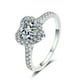 thumbnail image 3 of Anillo de plata S925 con simulación femenina de diamante de Mosan de 1 quilate en forma de corazón engastado en microesferas, 3 of 5