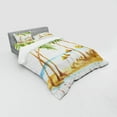 thumbnail image 3 of Ambesonne Tropical Bedding Set 3 Pcs, Sandy Beach and Palm Trees, Twin, Pale Brown Fern Green, 3 of 3