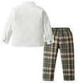 thumbnail image 6 of Odeerbi 6M-10Y Toddler Boys Plaid Cotton Gentleman Formal Dress Suit Children Long Sleeves Bow Dress Shirt Lattice Suit Pants Waistcoat Three Piece Set Toddler Boys Clothes, 6 of 9