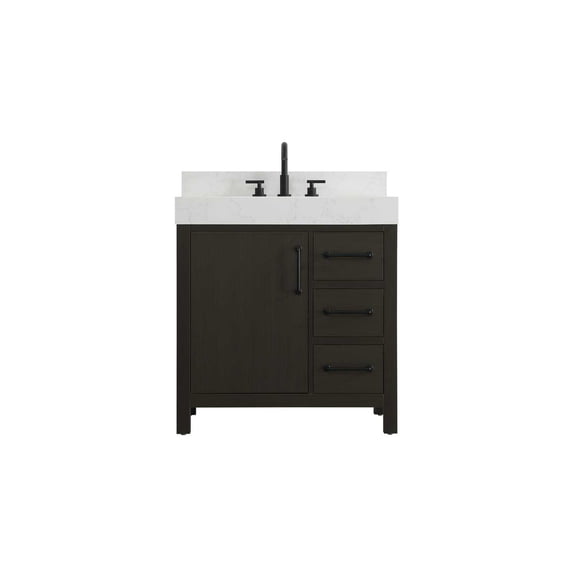 Elegant Kitchen and Bath 32 inch Single Bathroom Vanity In Mocha Brown with backsplash