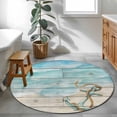 thumbnail image 4 of Area Rug 48in, Marine Nautical Anchor Farm Wood Grain Floor Carpet Living Room Rug, Ocean Beach Theme Non-Slip Welcome Mat Indoor Rugs for Bedroom Dining Room, 4 of 9