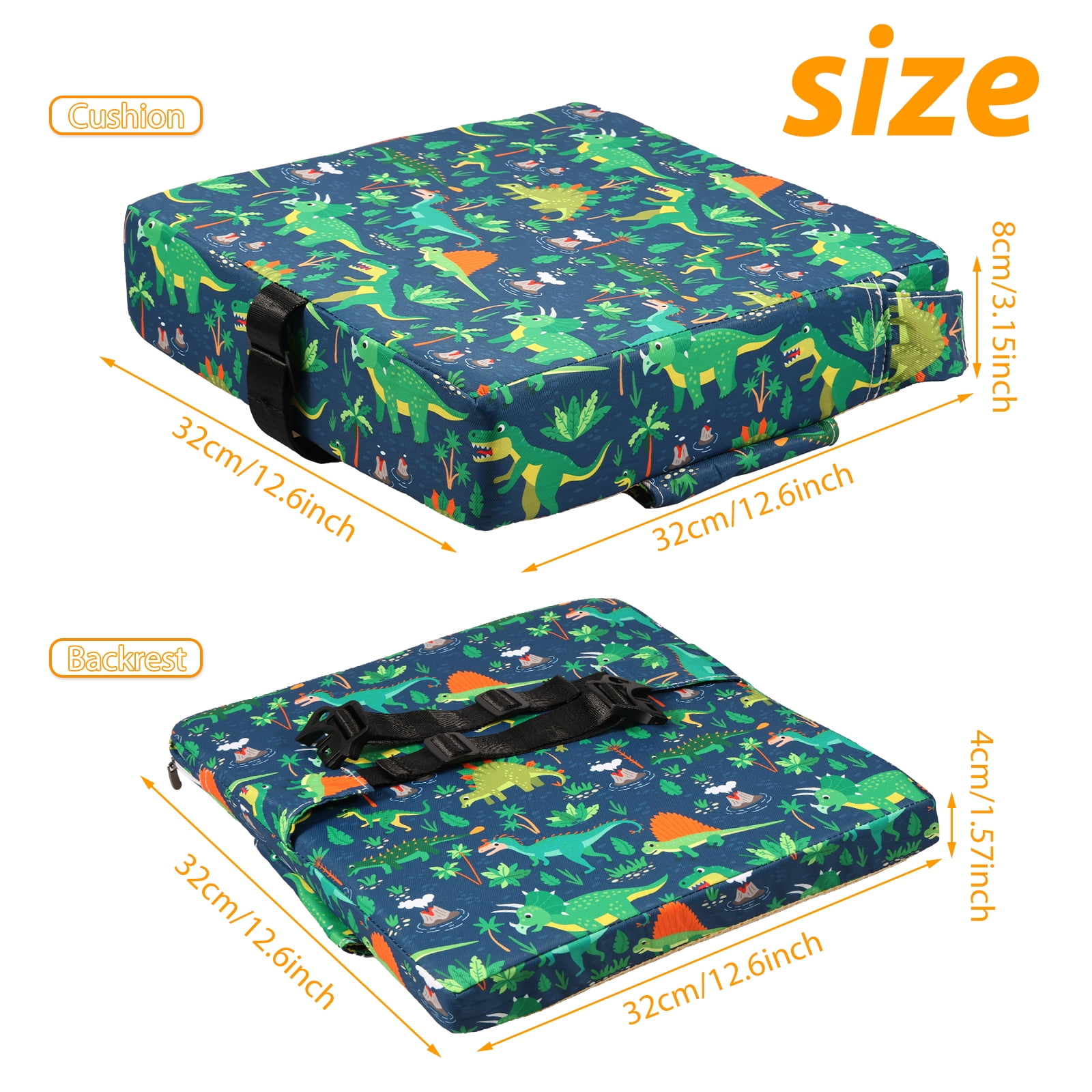 Dznils Toddler Booster Seat for Dining Table, with Backrest, Safety Buckles, Non-Slip Bottom, Green