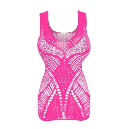QIPOPIQ Clearance Chemise Nightgowns for Women Sexy Womens Lingerie Fishnet Seamless Mesh Netting Sleep Chemise Hollow Out Perspective Dress Sleepwear Nightwear Nightdress