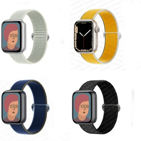 4 Pack Nylon Braided Sport Watch Bands Compatible with Apple Watch 45mm 49mm 41mm Adjustable Loop Strap Elastic Breathable Wristbands for iWatch series 8 7 SE Ultra 6 5 4 3