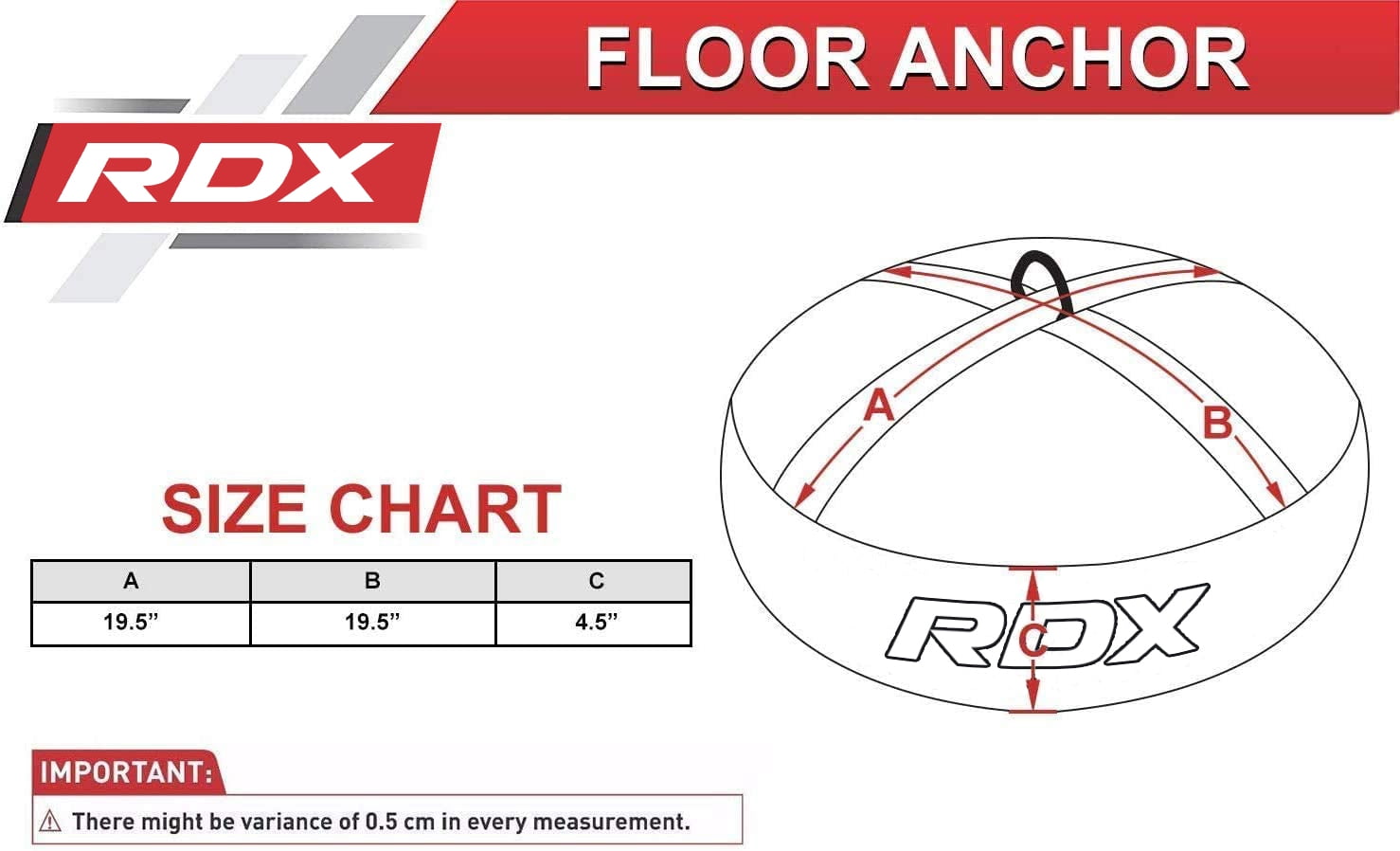 "RDX Maya Hide Leather Punching Bag Floor Anchor with Heavy Duty D-Ring, White – Durable Boxing Bag Anchor for Kickboxing, MMA, Muay Thai, Training & Home Gym Equipment"