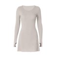 thumbnail image 5 of SMihono Fashion Womens Spring Long Sleeve Bodycon Dress Ribbed Knit Slim Pullover Stylsih Mini Sweater Dresses Going Out Clothes Beige 6, 5 of 9