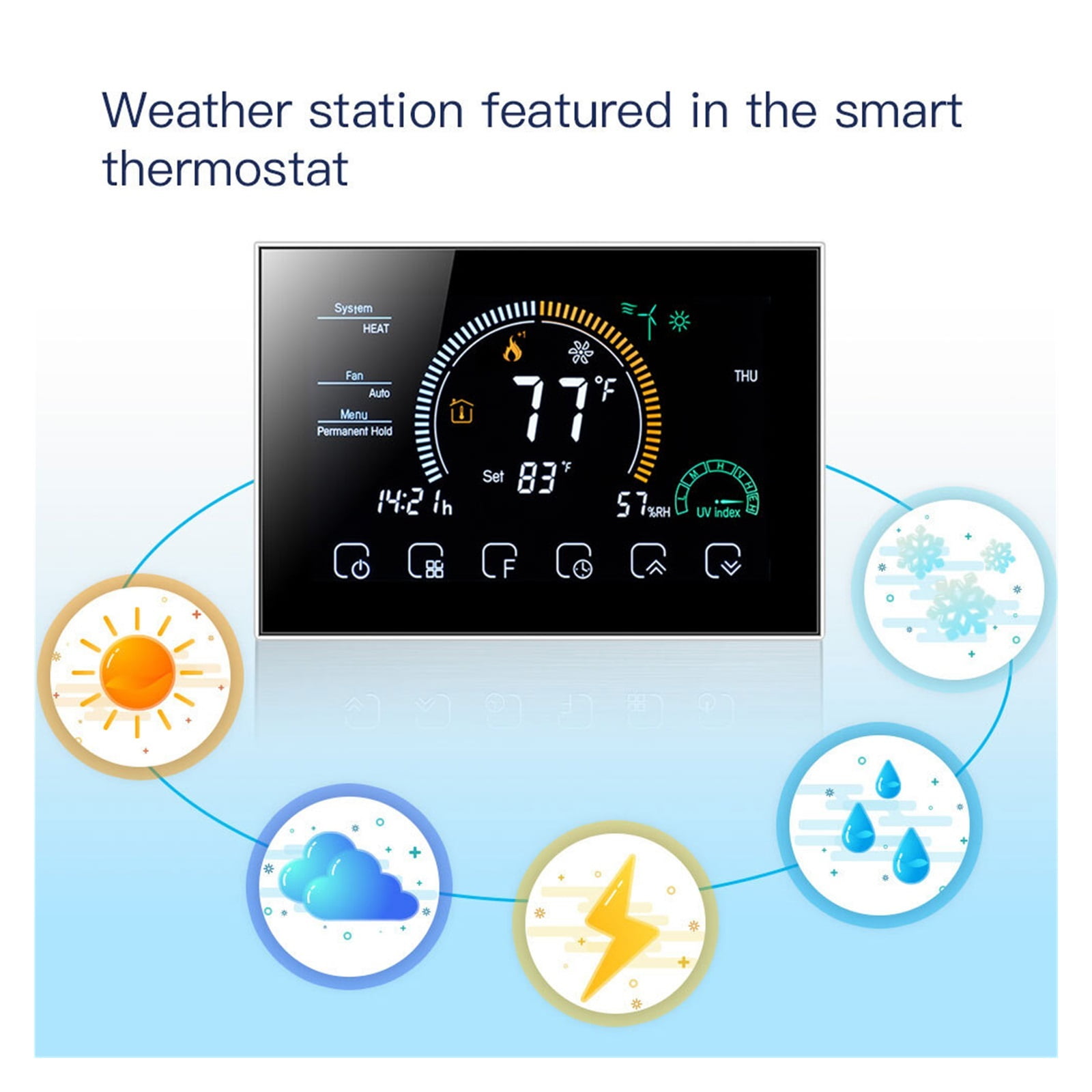 Wireless Weekly Programming Digital Room Touch Screen Smart Water Heater Heat Pump Thermostat Temperature Controller ,Save Energy