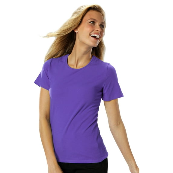 BlueGeneration Ladies Short Sleeve Jewel Neck - Violet 4 Extra Large Solid