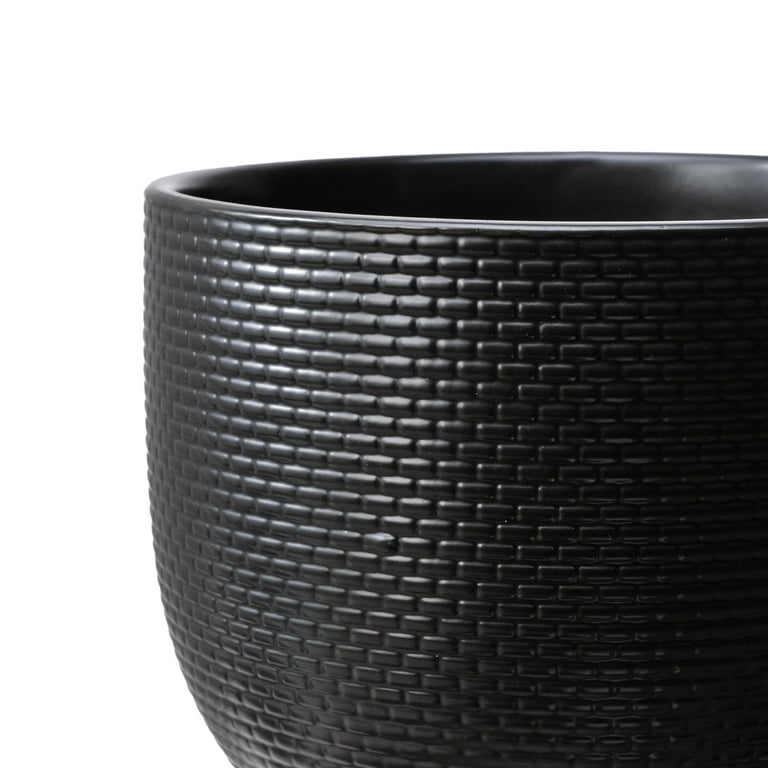 Better Homes & Gardens 8 Inch Woven Black Ceramic Planter with