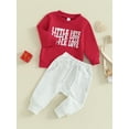 thumbnail image 4 of My First New Years Baby Boy Outfit Baby Boy Valentines Day Outfit Letter Print Long Sleeve Sweatshirt T-shirt and Elastic Casual Pants Suit, 4 of 10