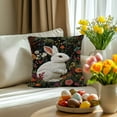 thumbnail image 2 of Spring Easter Bunny Throw Pillow Covers for Outdoor Patio Chair Decor, Knitted Rabbit Floral Embroidery Throw Pillow Cover Sofa Couch Cushion Case, Easter Bunny Eggs Cotton Fabric Cushion Case Cover, 2 of 5