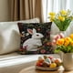 thumbnail image 2 of Fundas de cojín con diseño de conejito de Pascua para decorar sillas de exterior, patio o terraza. Funda de cojín tejida con bordado floral de conejo para sofá o sillón. Funda de cojín de tela de alg, 2 of 5