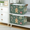 thumbnail image 2 of Yayeee Foldable Storage Basket for Shelves with Handles Set of 2 Waterproof Cloth Bins, Christmas Gingerbread, 2 of 7