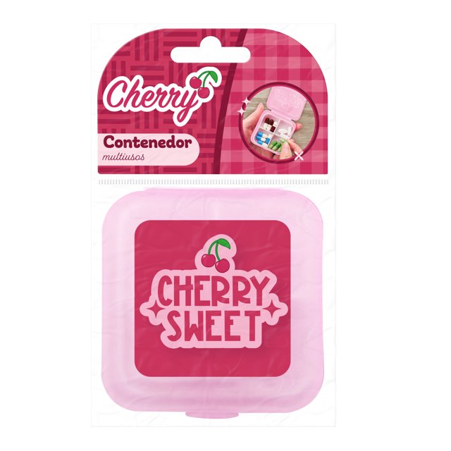 Prichos Contenedor Multiusos Fucsia de Plástico y Sticker 1 Pieza