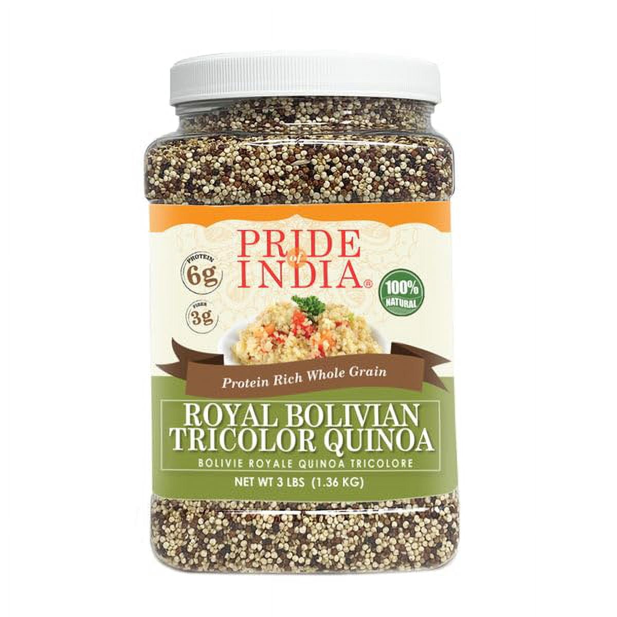 Pride of India - Pack of 6 - Tricolor Quinoa, Royal Bolivian Superfood, 3 lbs Jars, Gluten-Free Whole Grain