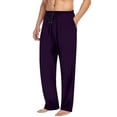 thumbnail image 4 of zbxnLI Men's Pajama Pants Wide Leg Sleep Pants Elastic Waist Drawstring Pj Bottoms Lounge Pants with Pockets, 4 of 6