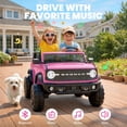 thumbnail image 6 of iRerts 24V Powered Ride on Cars, Licensed Ford Bronco Base 2 Seater Ride on Toys with Remote Control, Bluetooth, LED Lights, 4 Wheel Suspension, Ride on Trucks Electric Car for Kids Ages 3-8, Pink, 6 of 11