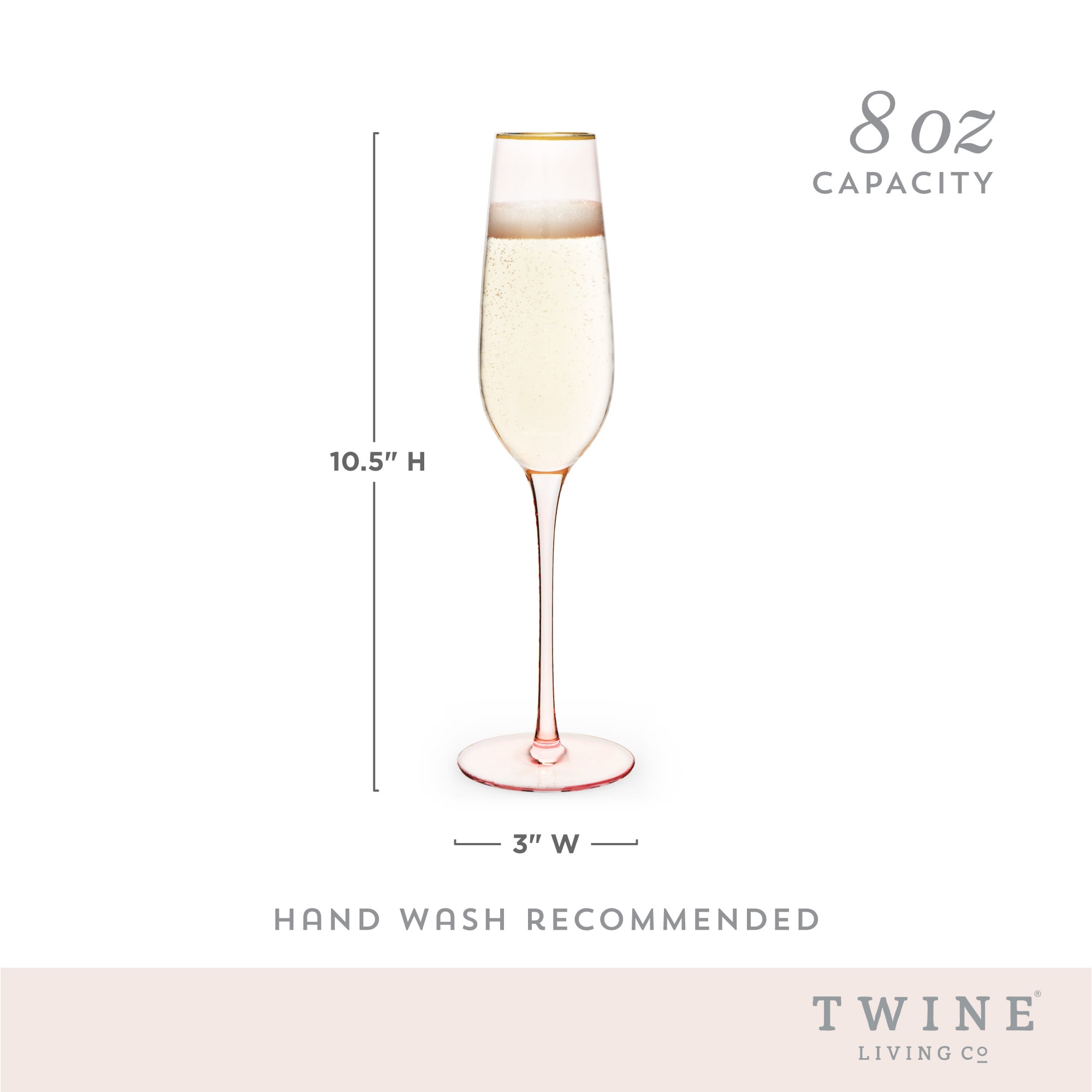 Wonderland Rose Crystal Champagne Flutes (Set of 2) - The VinePair
