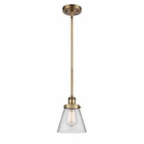 916-1S-BB-G62-Innovations Lighting-Cone - 1 Light Stem Hung Mini Pendant In Industrial Style-9 Inches Tall and 6 Inches Wide-Brushed Brass