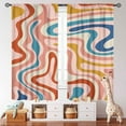 thumbnail image 2 of 70S Abstract Wavy Curtains, Retro Boho Minimal Groovy Pink Blue Spiral Swirl Pastel Abstract Wavy Modern Window Treatments For Bedroom Living Room Kitchen 42"W x 96"L (Pack of 2), 2 of 6