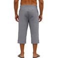 thumbnail image 3 of LWavelet Men's Pleated Linen Capri Pants Button Waist with Side Pockets for Vacation Beach Casual Use Gray XL, 3 of 3