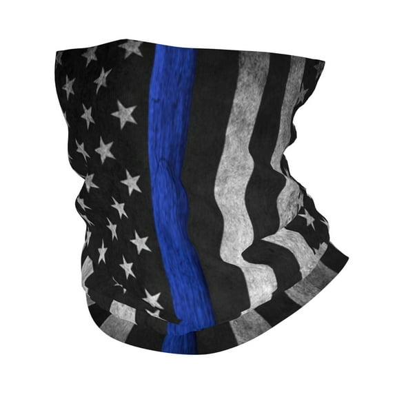 Neck Gaiter Face Mask Men Women Thin Blue Line Flag Seamless Bandana Face Cover Scarf Mask Balaclava Headband