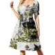 thumbnail image 3 of Vestido de manga corta con caligrafía abstracta, vestido de mujer, vestidos elegantes para mujer, 3 of 7