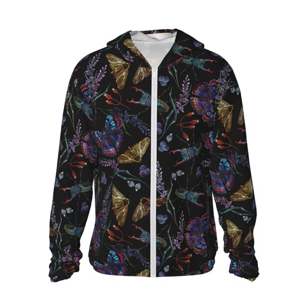 Fotbe Lavender Flowers Chaqueta con Protección Solar UPF 50+ para Hombre y Mujer, Camisa con Capucha y Bolsillos-Small