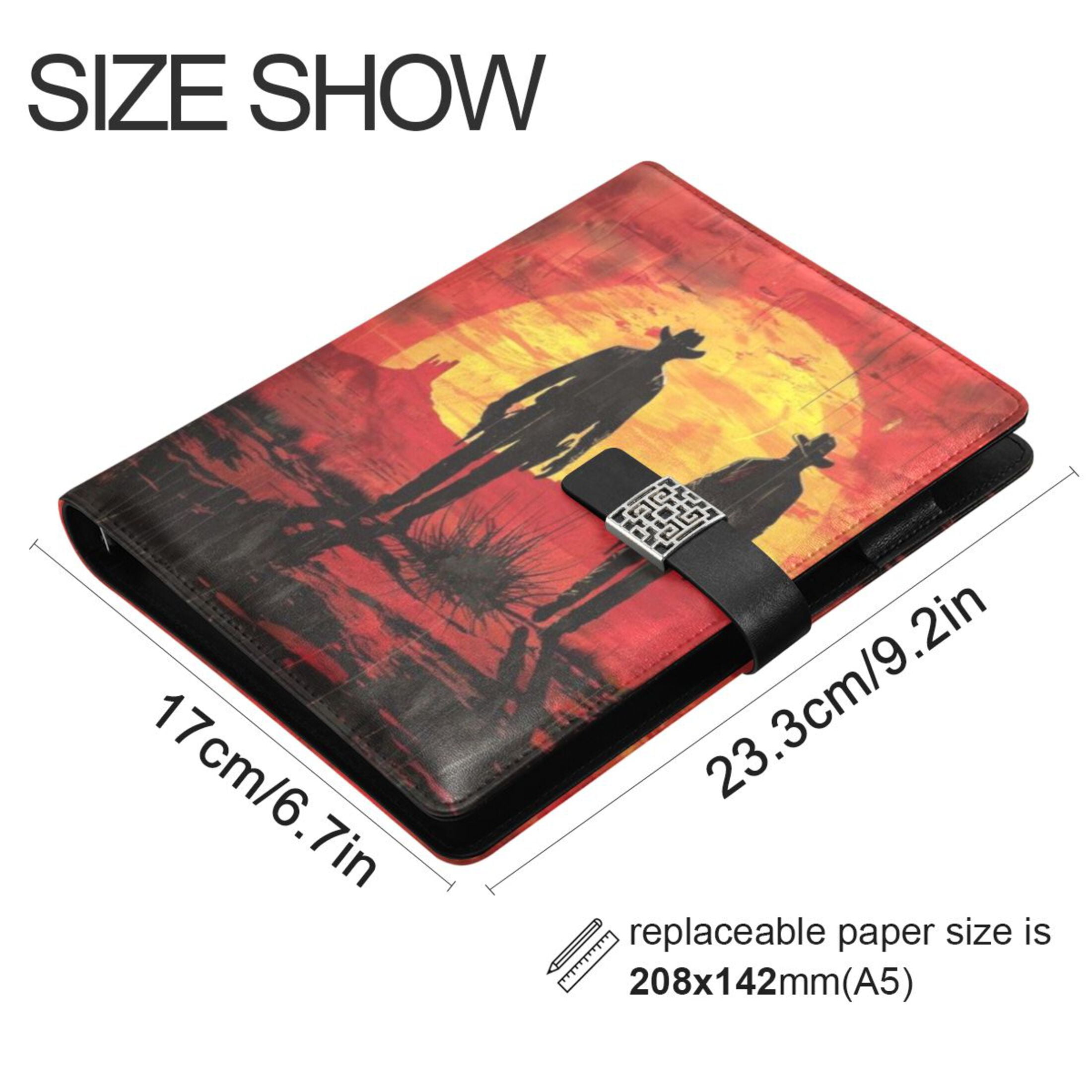 Leather Planner Leather Notebook Notebook Journal Binder Design Pen Pocket Design Convenient for Storage Red Western Cowboy