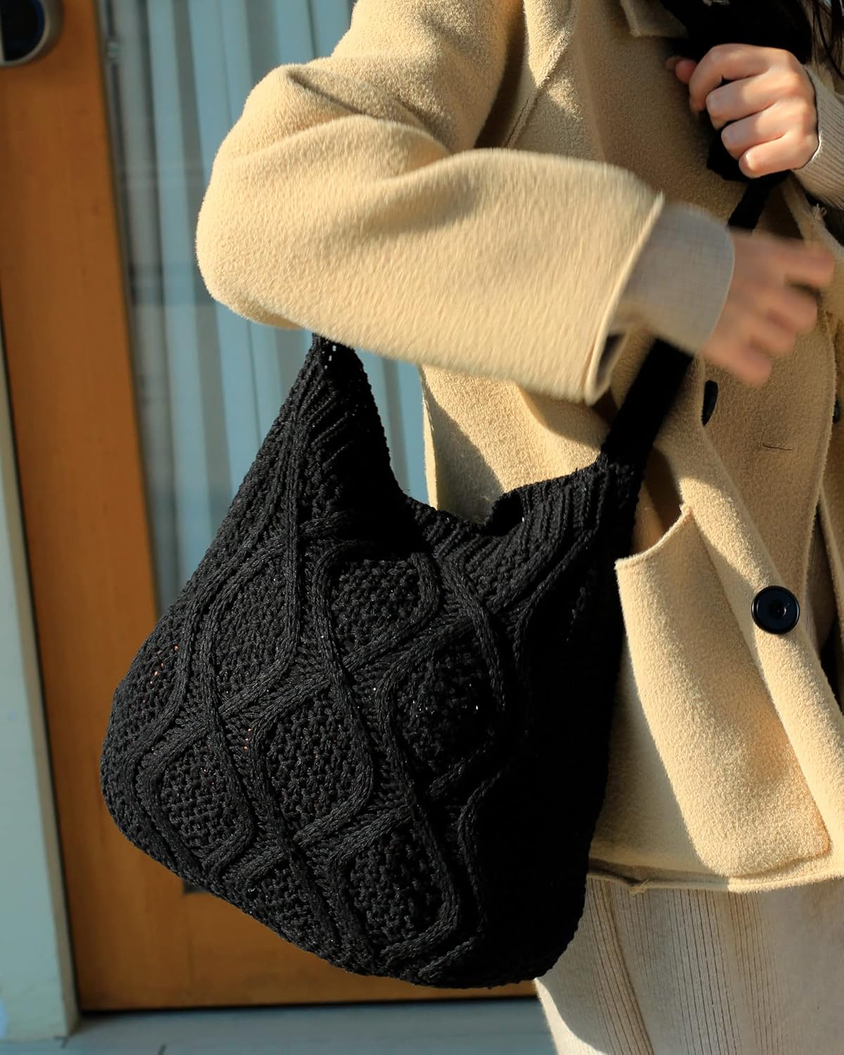 CAILDANL Handmade Crochet Bag–Boho Chic Shoulder Bag, Aesthetic Kinted Bag,Cute Crossbody Bag,Beach, Shoppingor Daily Use