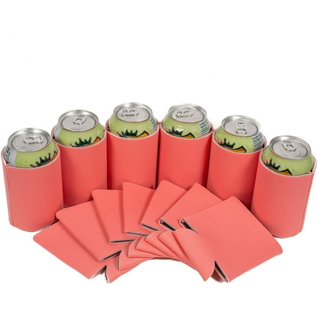 

Premium Blank Can Coolers Sleeves Soft Drink Collapsible Insulator Coolers (12 Coral)