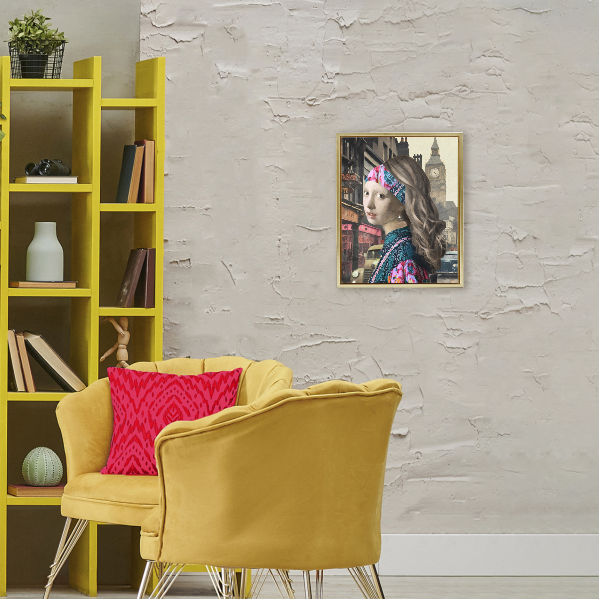 Carnaby Street Remix Painting Gold Framed Floater Canvas Wall Art, design by Sasha