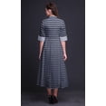 thumbnail image 3 of Bimba Check Button Down Dress Print Mandarin Collar Roll Up Sleeves Shirt Dress-Medium, 3 of 5