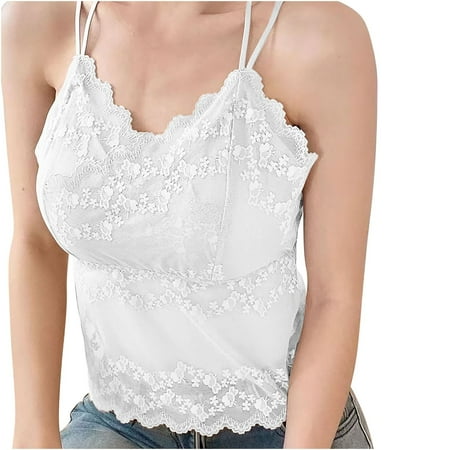 Great Price: Women S Exotic Lingerie Sets  Conjuntos de lencería exótica para mujer  Women s Lace Back Tank Top Summer One Bra Pads Inside Out Sexy Bottoming Tank Tops SOPATENOR White XL