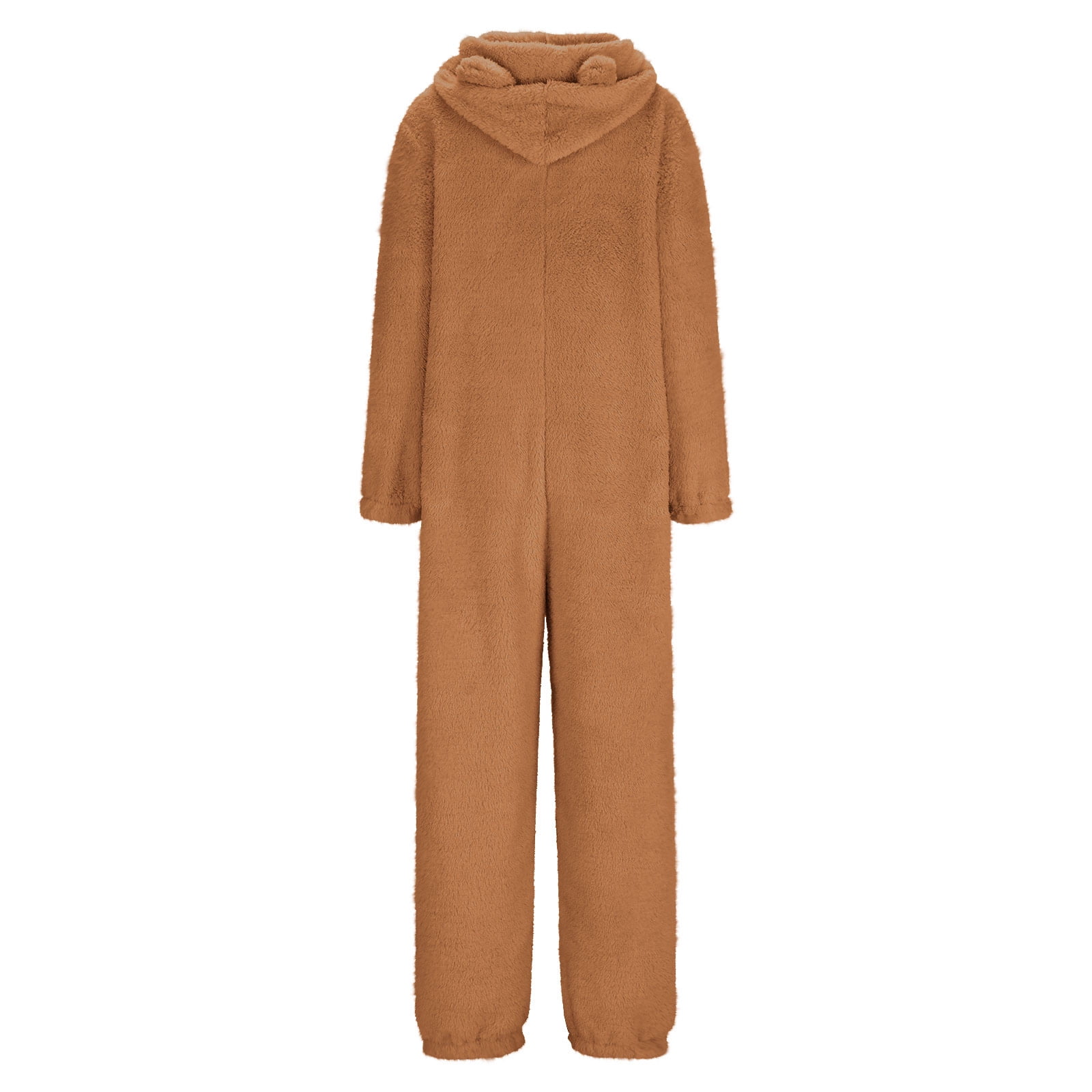 FNFYFH Fleece Onesie Pajamas for Women Fuzzy Sherpa Hooded Romper One Piece Winter Sleepwear Flannel Pajama Jumpsuit