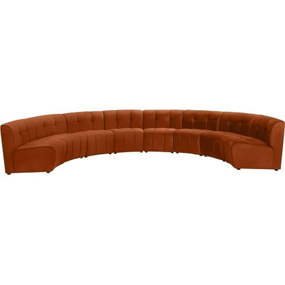 Maklaine Cognac Velvet Upholstered Modular 8 Piece Sectional