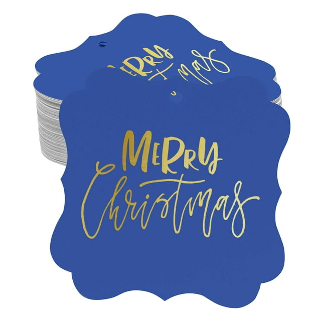 Inkdotpot Pack Of 100 Merry Christmas Paper Tags DIY Craft Bracket Shape Real Gold Foil Hang Tags
