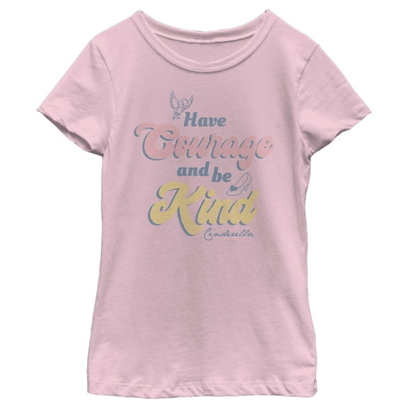 Girl's Cinderella Be Kind Quote  Graphic Tee Light Pink Small