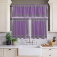 thumbnail image 2 of Purple Curtain Valances Set Greek Chinese Style Border Geometric Kitchen Curtains 24&nbsp;inch Length Rod Pocket Valance and Tiers 3 Piece Set Small Bedroom Bathroom Laundry Decor, 2 of 9