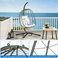 thumbnail image 2 of Dextrus Hanging Egg Swing Chair Outdoor Wicker Hammock Chairs Indoor with Steel Stand UV Resistant Cushion 350lbs for Patio, Bedroom, Garden and Balcony, Gray, 2 of 5