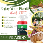 Zone Protects Picaridin Insect Repellent; Scented Wipes, 80-ct. Perfect for Faces, Ears, Necks and Children