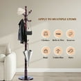 thumbnail image 5 of PUKNLY Wooden Coat Rack Freestanding, Hall Tree Hanger with Resin Hooks, Adjustable Heavy Duty Coat Stand for Hanging Clothes, Bags, Hats, and Umbrellas in Living Room, Bedroom, Entryway, and Hallway, 5 of 8