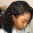 thumbnail image 5 of Luniquz 14 Inch Short Bob Wigs Deep Wave Lace Frontal Human Hair Wigs Brazilian Virgin Human Hair Wigs for Black Women Glueless Pre Plucked with Baby Hair Natural Black 150% Density, 5 of 9