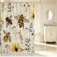 thumbnail image 2 of Erosebridal Retro Bee Shower Curtain 72Wx78L,Boho Sunflower Floral Bath Curtain,Cream Yellow, 2 of 5