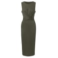 thumbnail image 4 of Sngxgn Women's Summer Bodycon Casual Midi Sleeveless Hollow Out Knit Side Slit Striped Long Tank Dress(Green,M), 4 of 6